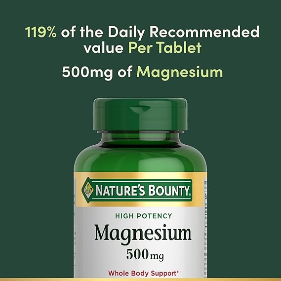 Nature's Bounty Magnesium 500 mg Tablets, High Potency Magnesium Supplement for Bone & Muscle Health, Whole Body Support, 200 Count (Pack of 1) - Image 7