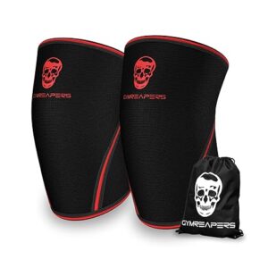 Knee Sleeves (1 Pair) Free Gym Bag - Knee Sleeve & Compression Brace for Squats, Fitness, Weightlifting, and Powerlifting - Gymreapers 7MM Sleeve Pair - For Men & Women - 1 Year Warranty (X-Large)